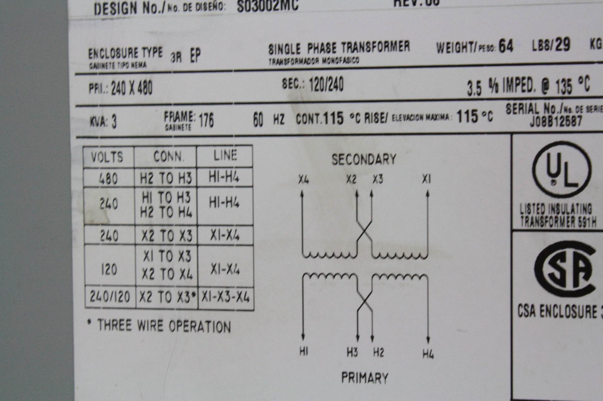 Single Phase 480 To 120 240 Transformer