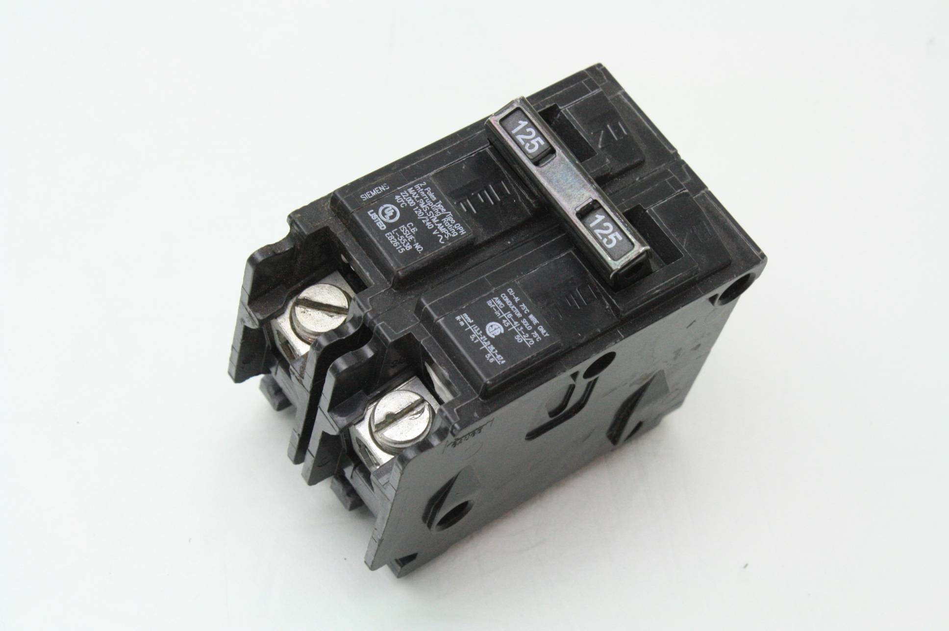 Siemens Q2125H / 125A / Two Pole Circuit Breaker 120/240V Single Phase ...