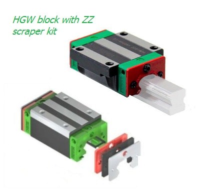 New Hiwin HGW25CCZAC Flange Block / HGW25 Series / 25mm With Scraper Kit